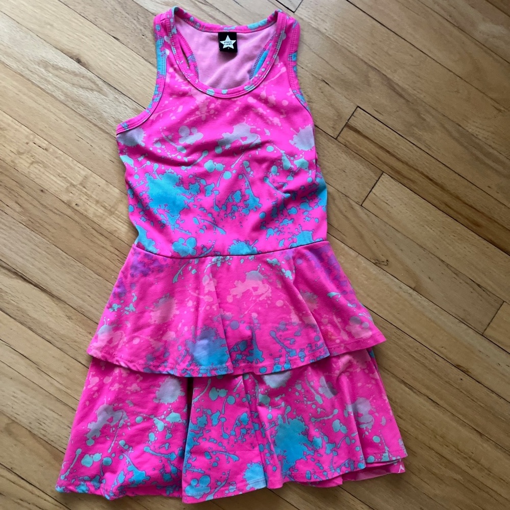 PixieLane Girls Pink Blue Splatter Paint Sleeveless Dress Size 7